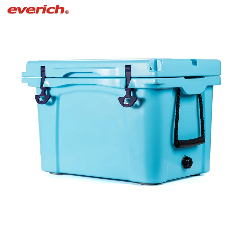 

Everich Large Capacity 25L 35L 65L Plastic Rotomolded Camping Hard Cooler Box with Bottle Opener, Pink blue yellow black or custom