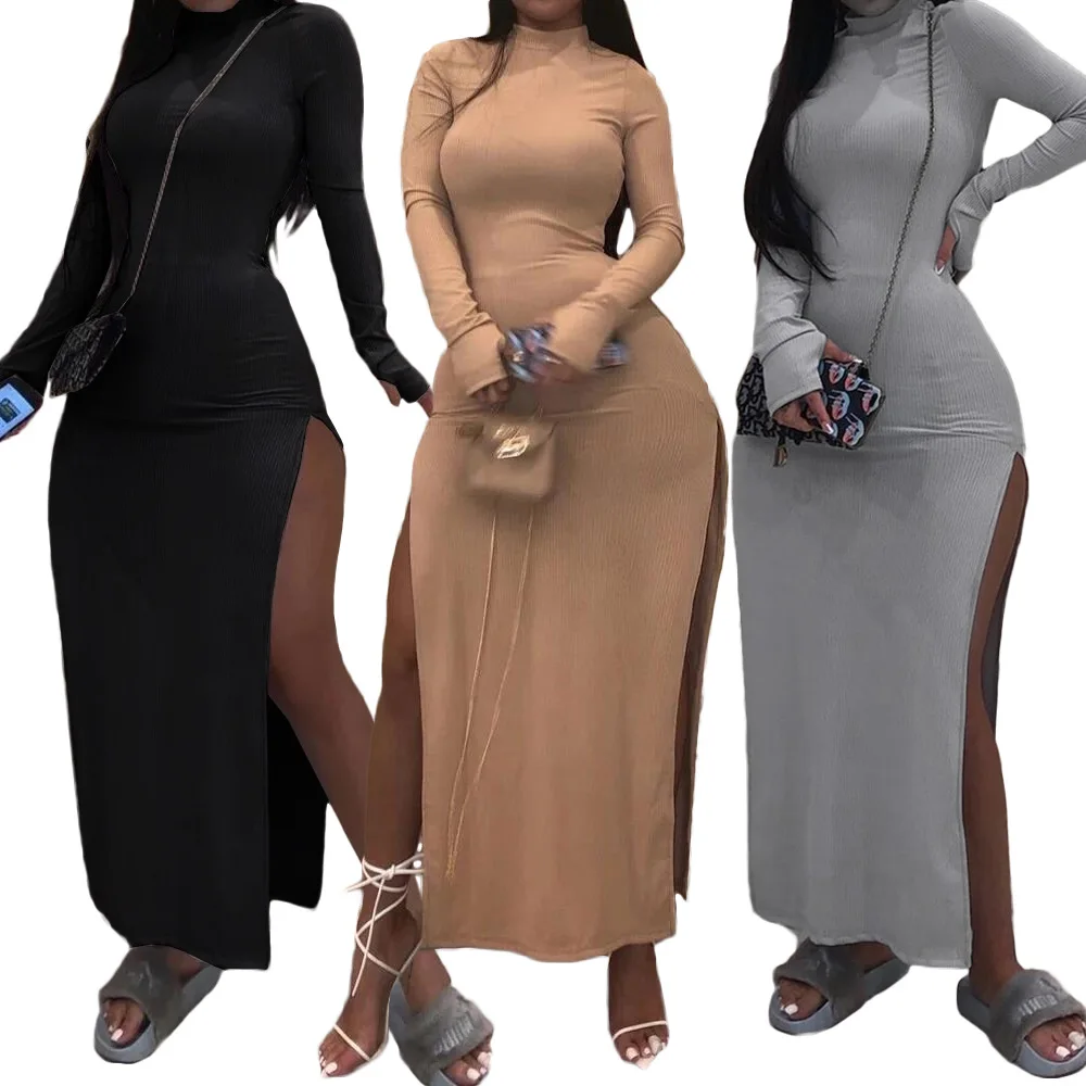 

Hot Sell Fashion Winter Long Sleeve Clothes Women Long Dresses For Casual