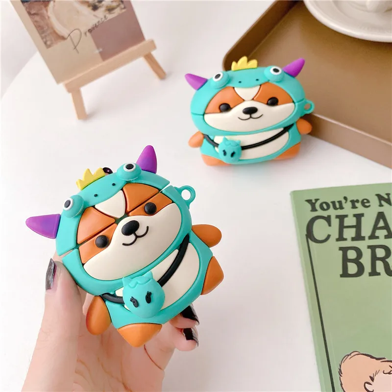 

3D Cartoon Cute Backpack Dog Designer Silicone Case Shockproof Silicon Protective Cover for AirPods 1 2 for Airpods Pro