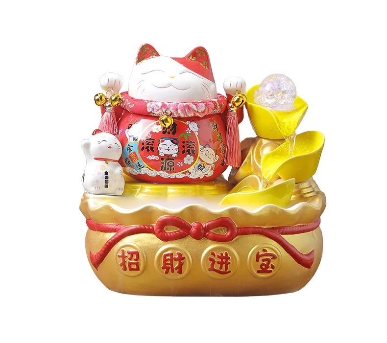 

Decoration lucky cat shaking hand Feng Shui wheel fountain running water before opening a new store cash register decoration hom, Customized