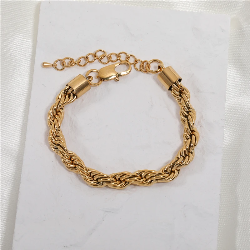 Joolim Jewelry Wholesale Stainless Steel Chunky Rope Chain Bracelet for Women 8mm