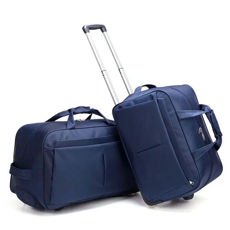 

2019 Wholesale Cheap Travelling Waterproof Duffle Weekend Rolling Custom Foldable Trolley Sky Travel Bag Luggage Navy, Customized
