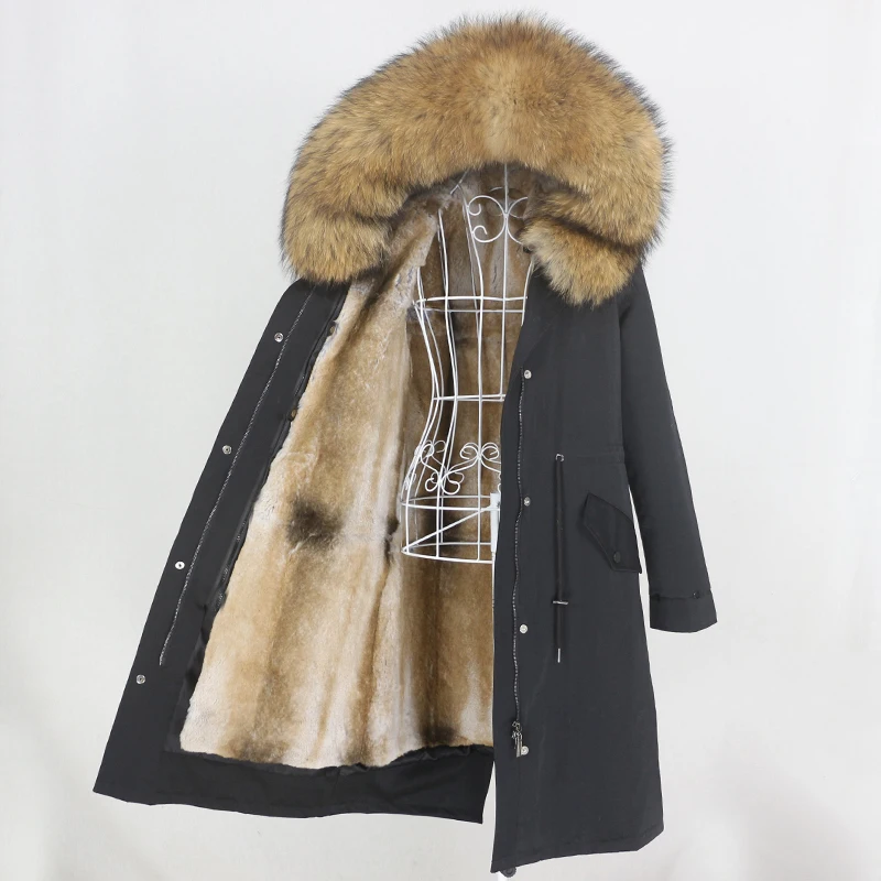 

OFTBUY X-long Parka Waterproof Winter Jacket Women Natural Raccoon Fox Fur Hood Rabbit Liner Real Fur Coat Detachable Streetwear