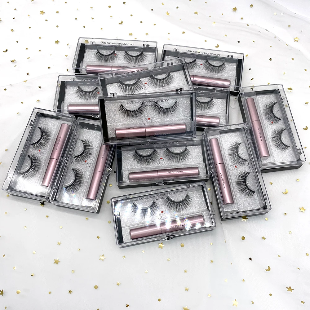 

3D 5D magnetic faux mink eyelash vendor customized boxes magnetic eyelashes with eyeliner faux mink eyelash