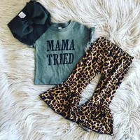 

Latest baby clothes leopard cotton baby outfit spring summer wholesale boutique girl outfit kids clothing children's two set