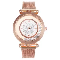 

New design flowing zircon quicksand watch, Rome scale female quartz ladies watches, decorate stars custom watch