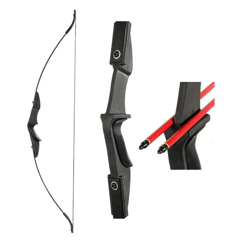 

Recurve bow attachable hunting longbow for left and right hand draw weight-30lbs 40lbs bow, Black