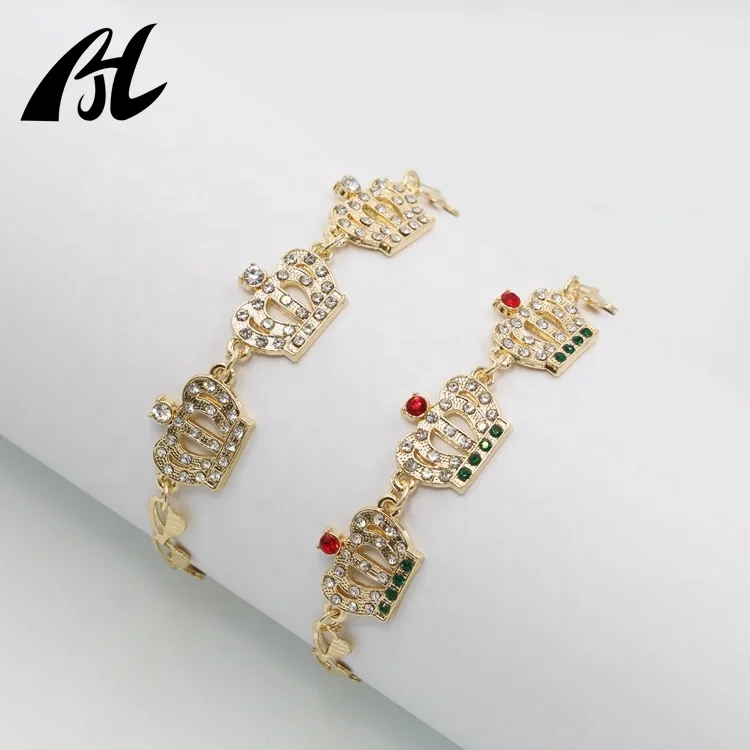 

New Arrival High Quality Wholesale Copper Alloy Jewelry Crown Tricolor Bracelet Oro Laminado 14k 18k Bracelets, Picture shows