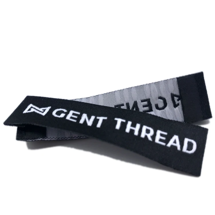 

Customized 90D 50x20mm Endfolded Woven Tab, High-density Soft Clothing Label, 12 colors