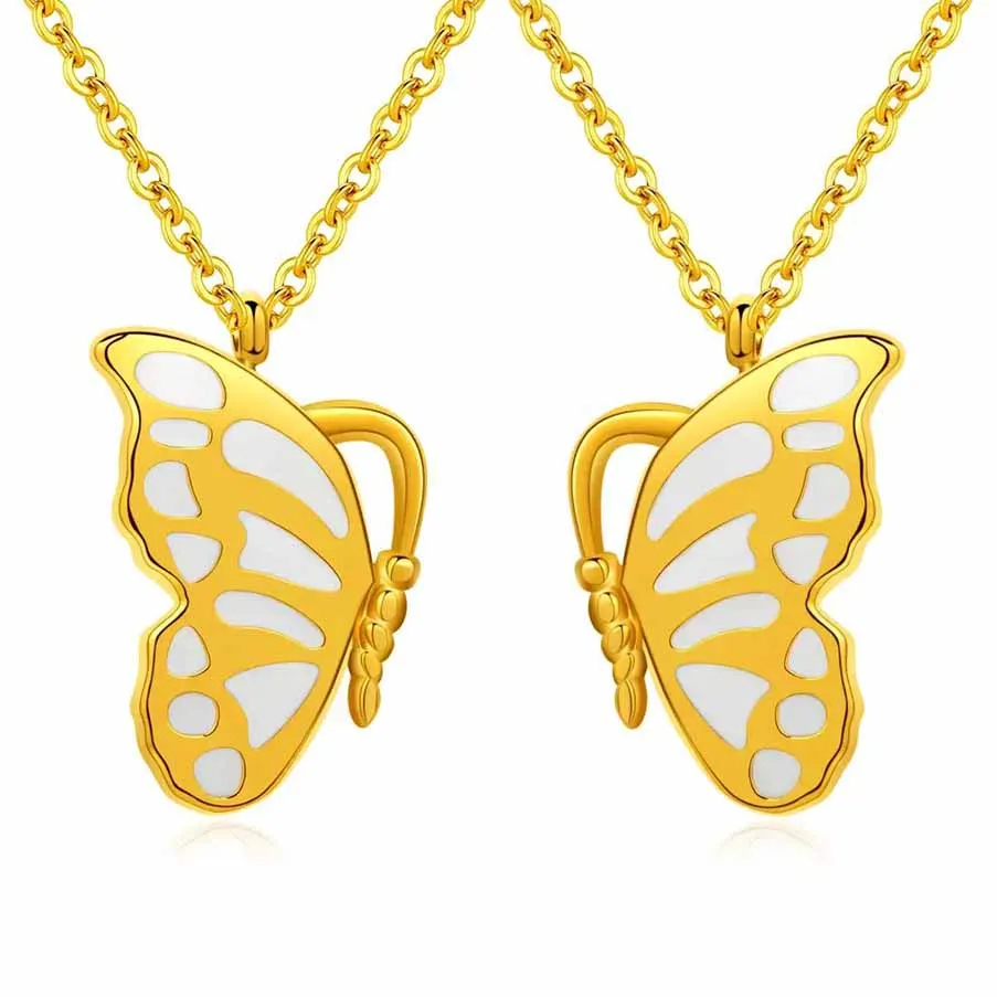 

Custom Wholesale Stainless Steel Sister Women Jewelry Friendship Gold Plated Butterfly Necklace for Best Friend BFF 2 Gift