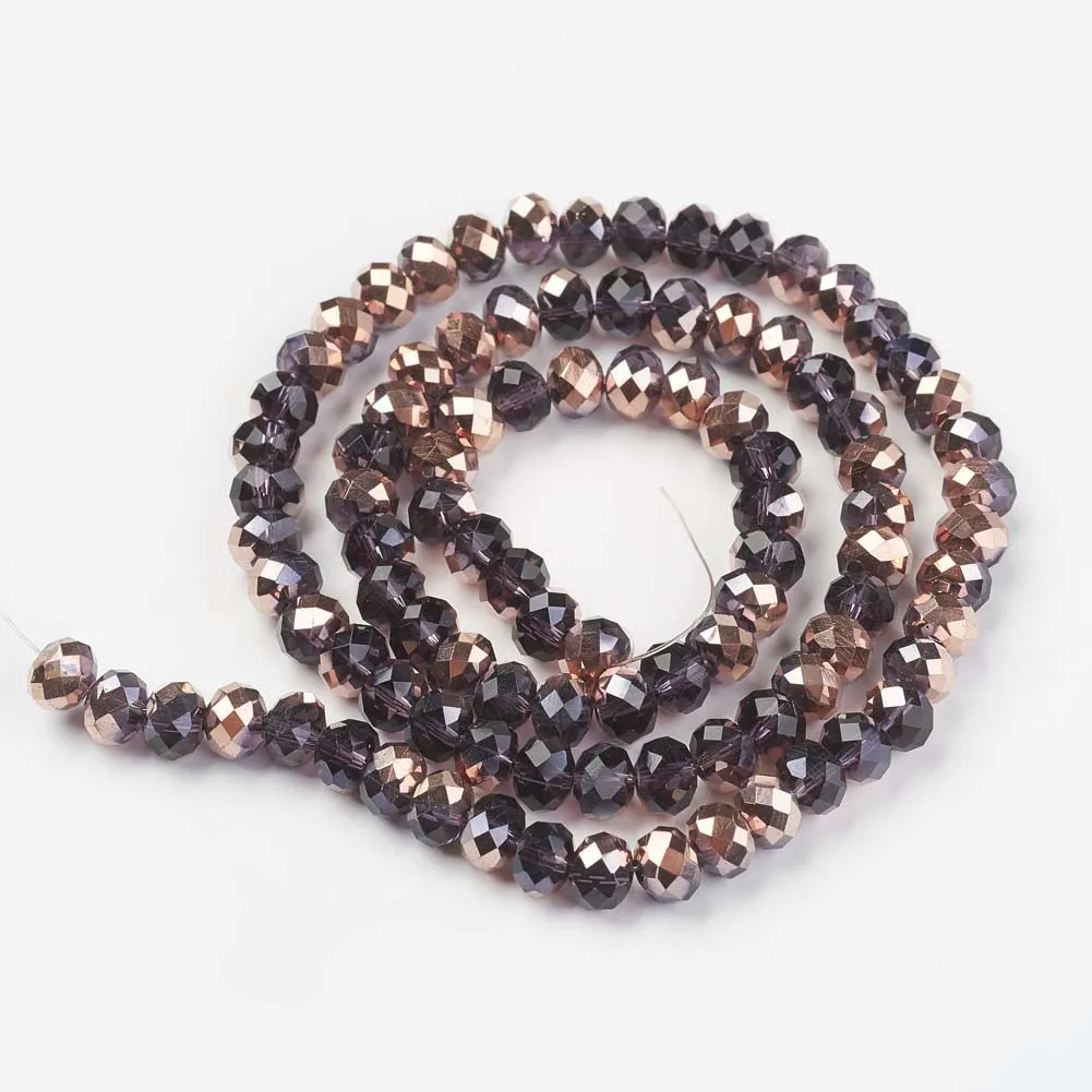 

PandaHall 6mm Rondelle Half Copper Plated Transparent Glass Bead