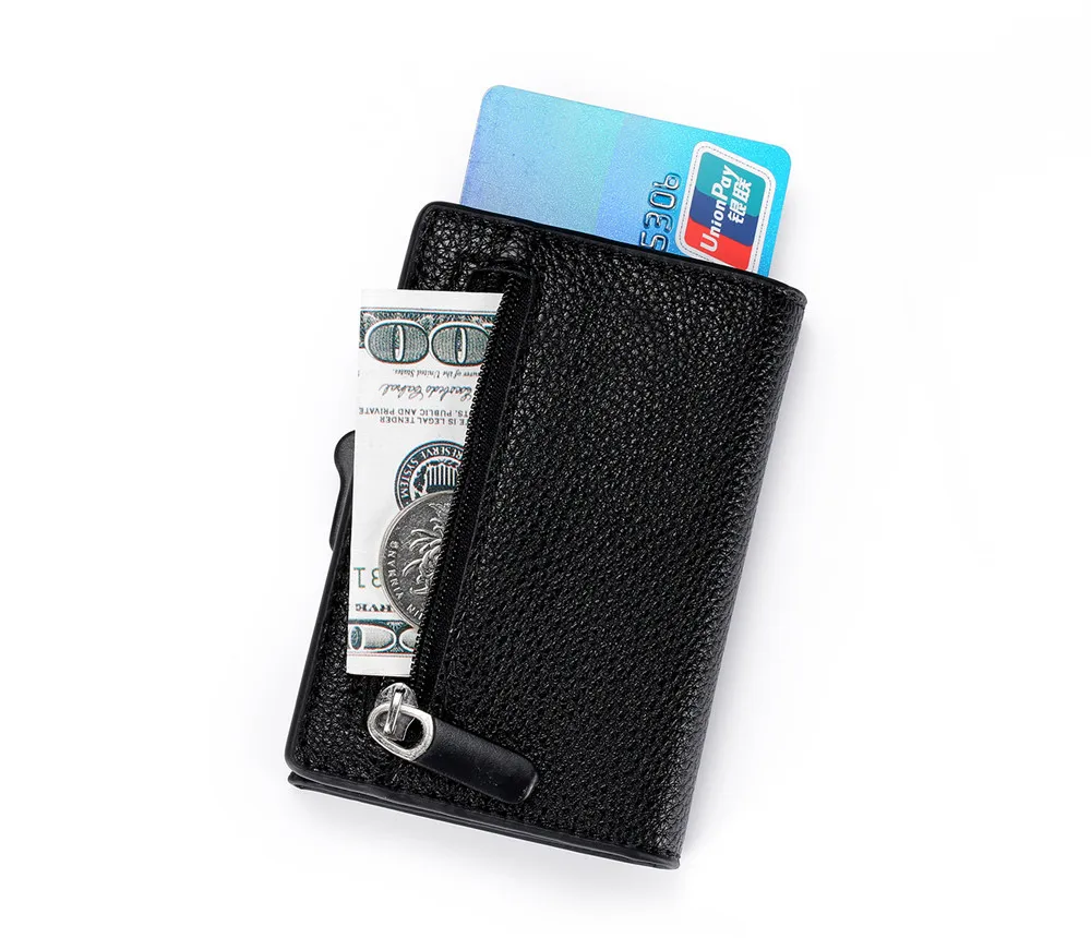 

2021 Credit Card Holder for Men Wallet Slim RFID high quality nwe style Wallet Metal vintage Money Pocket, Black, brown, red