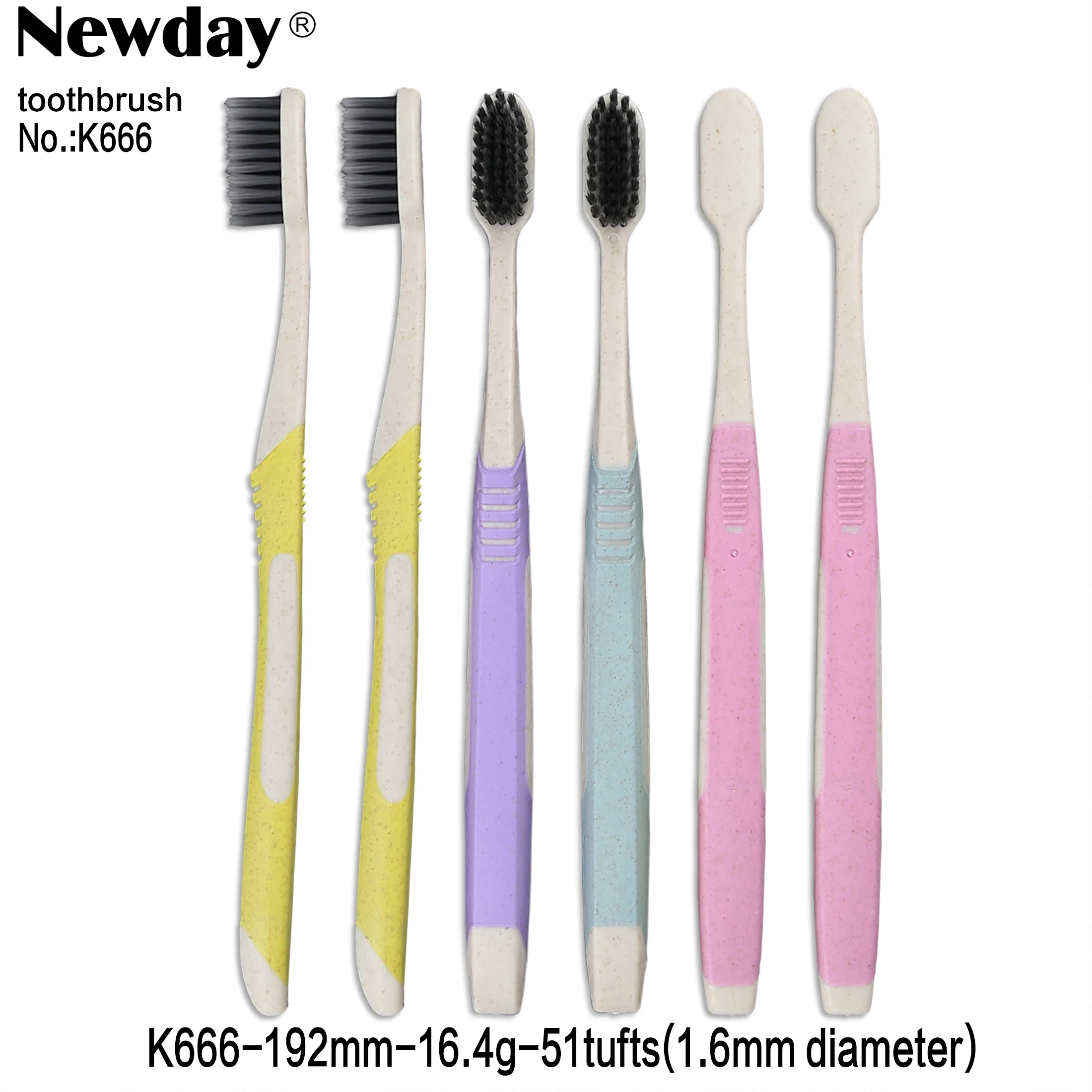 
Dental Care Biopolymer Toothbrush With Charcoal Filaments Wheat Fiber Tooth Brush 