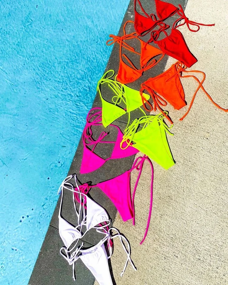 

2021 custom Private Label woman swimwear manufacturer new fabric bikini sexy triangle swimsuit