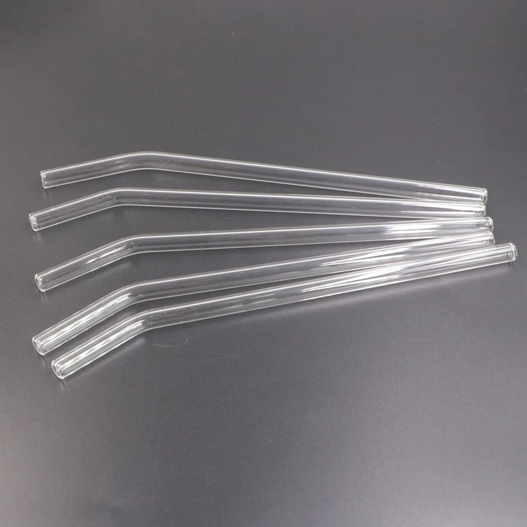 

Eco Friendly Reusable Borosilicate Bent Curved Clear Glass Straw