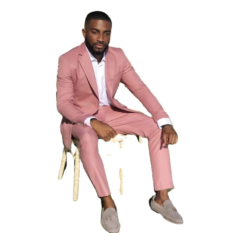 

Pink Groomsmen Suit 2023 Groom Tuxedos Mens Wedding Suits Formal Prom Dinner Best Man Blazer 2 Pieces Mens Suits