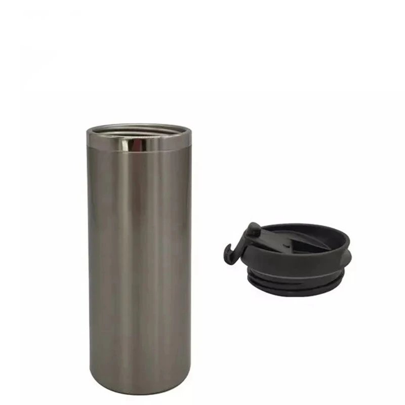 

AA322 420ml Double Wall Stainless Steel Straight Cup Travel Coffee Mug Insulated Vacuum Flask Bottle, White,silver