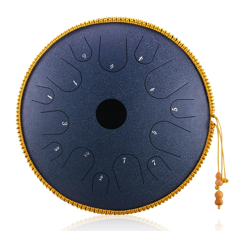 

On Sale 14" 14 Notes C Major Steel Tongue Drum 14 Inch Price Handpan Instrument For Sale, Gold, green, navy blue, red, etc