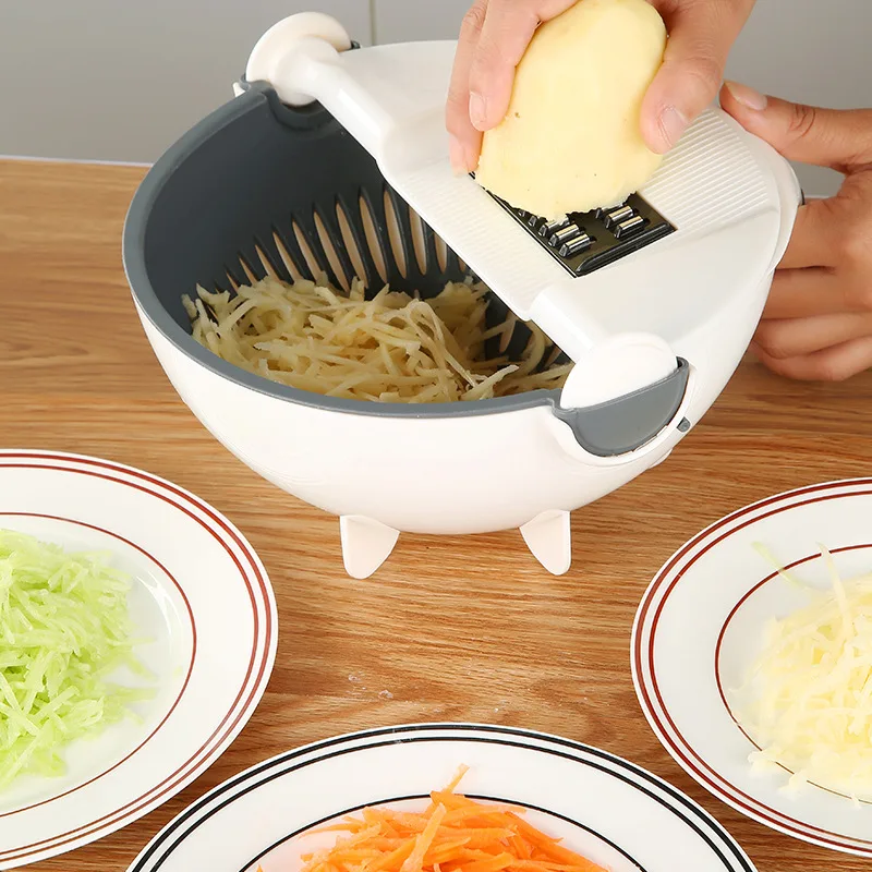 

Rotate The Vegetable Food Chopper Cutter Grater with Drain Basket Slicer Online Home Gadgets with peeler