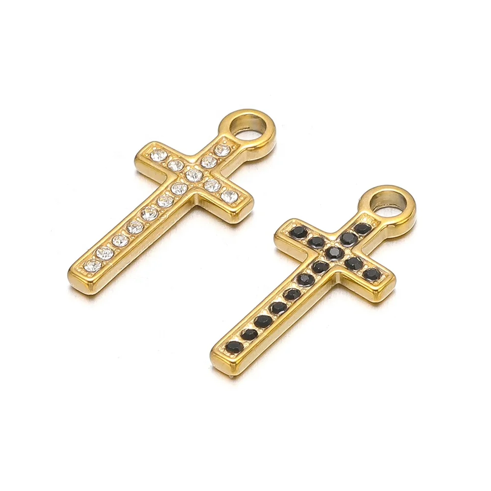 

5Pcs Fashion Stainless Steel Cross Spot Drill Charms Pendants For DIY Earrings Necklace Findings Materials Jewelry Wholesale
