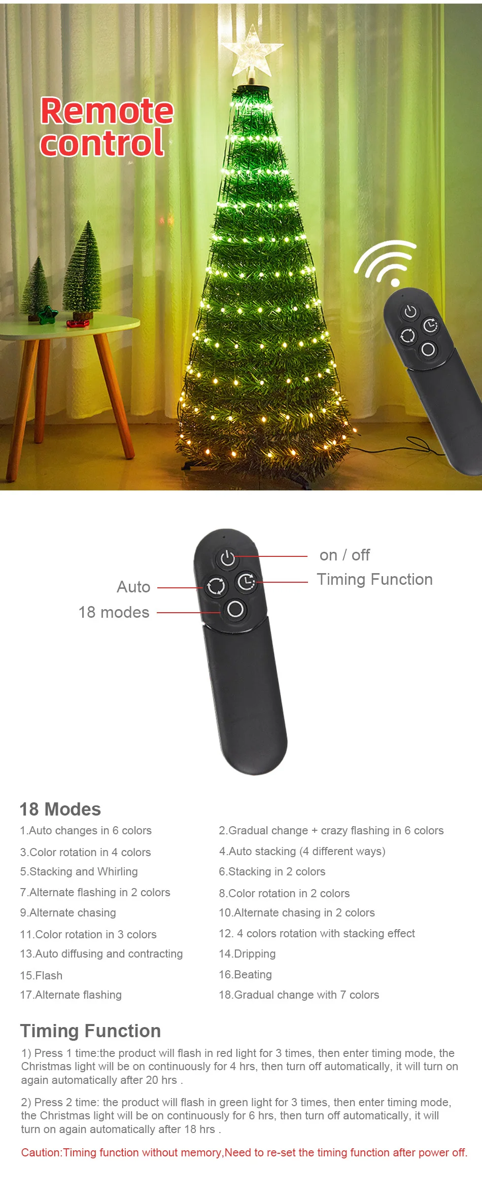 New Rgb Remote Control Christmas Lights With Tree For Outdoor