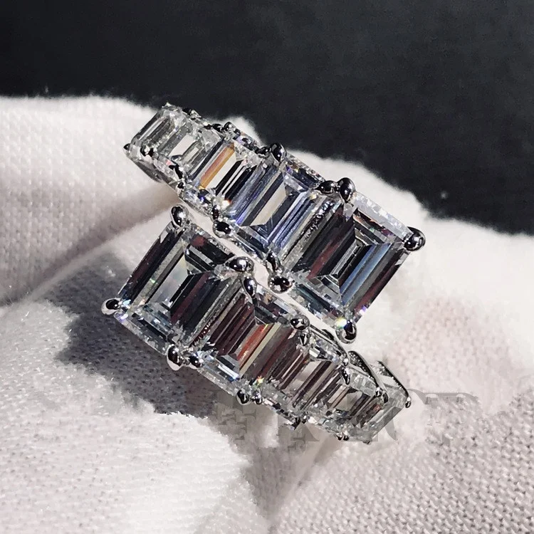 

New Arrival Emerald Cut Created Ring Engagement Wedding Bands Fine Jewelry gift, Picture shows