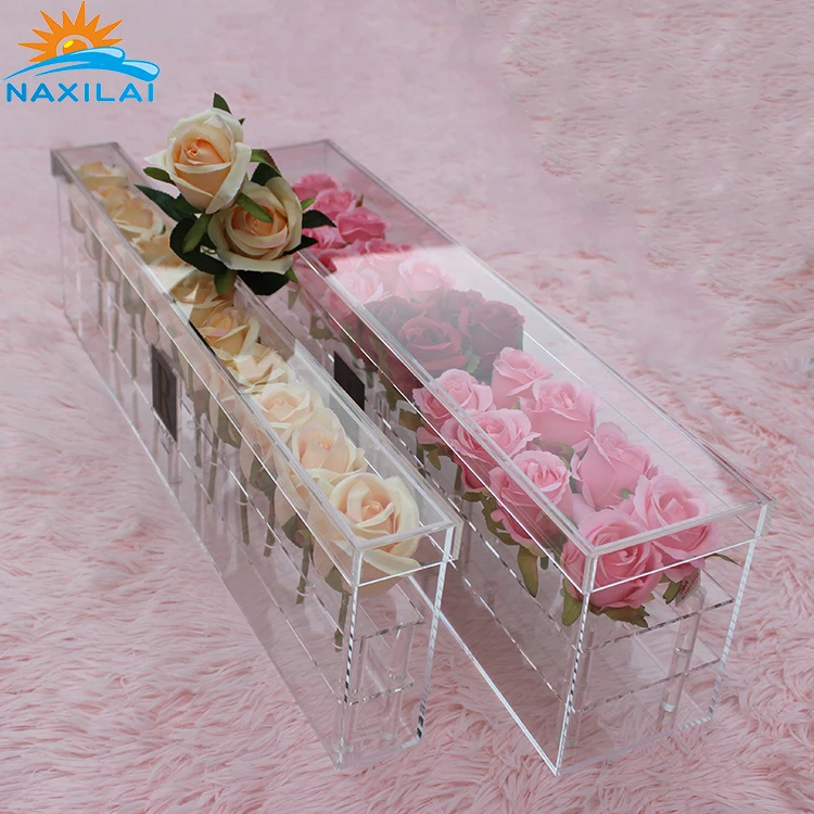 Promotional Large Luxury Acrylic Flower Box Clear Acrylic Flower Box