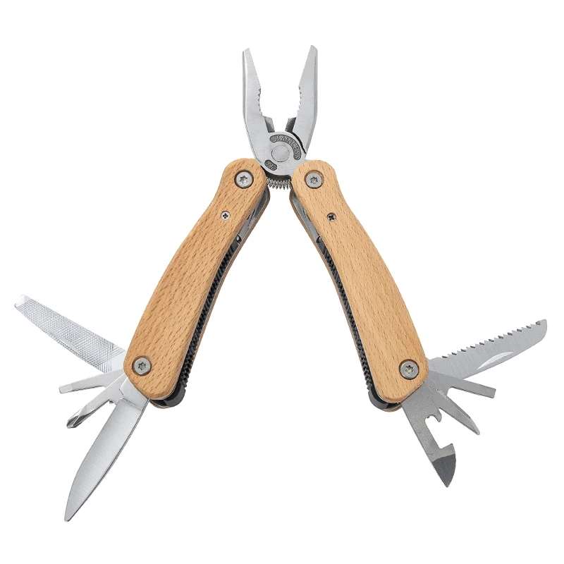 

Bamboo products crimping locking folding pocket cutting pliers wooden handle multi tool