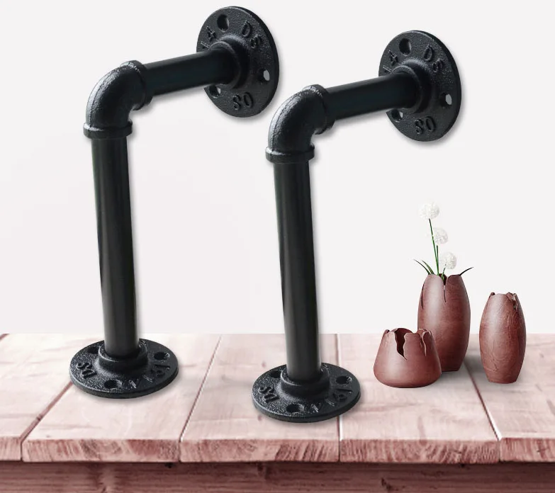 Pipe Shelf Brackets Heavy Duty Support L Decorative Metal Steel Floating Wall Mounting Cast Iron