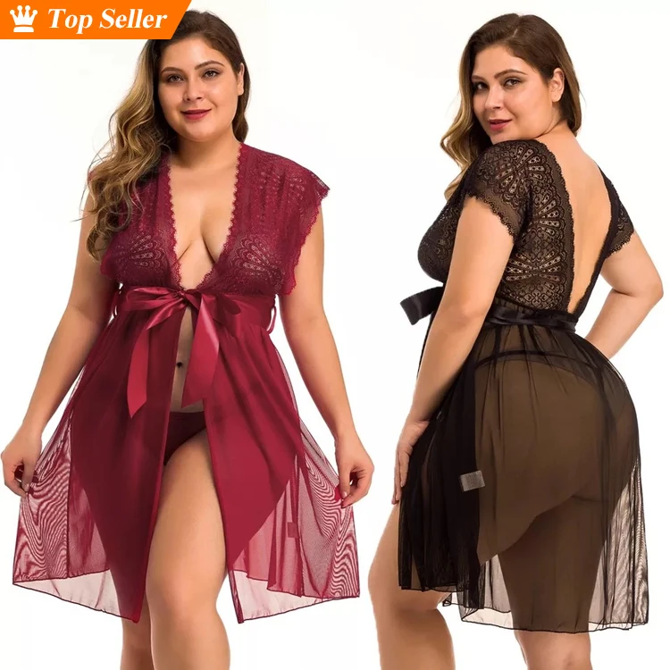 

Wholesale Free Sample Custom Bodysuit Underwear Set Plus Size Fat Women Sexy Lingerie, Black/red