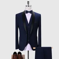 

High quality men 3 pieces business suits blazer waistcoat trousers slim fit suits