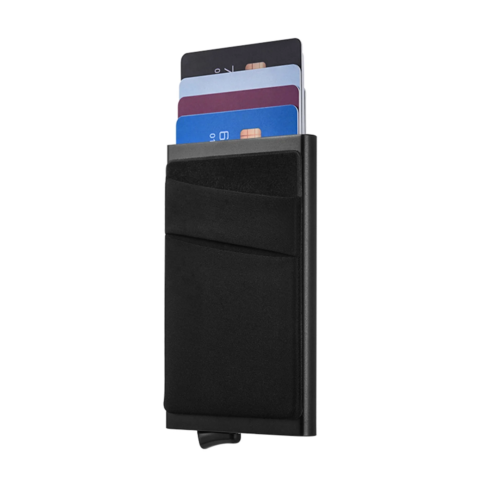 

Boshioncase Credit Card Holder With Money Pocket Pop Up Mens Slim Wallet RFID Blocking Metal Bank Card Case, Black (customized )