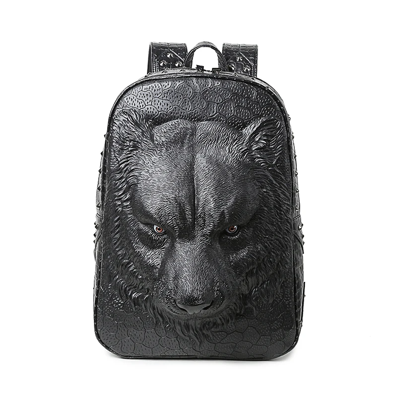 

Fashion PU Leather 3D Tiger Head Tide Cool Backpack Luxury Design Animal Backpack Waterproof Outdoor Travel Computer Bag YGA2-40