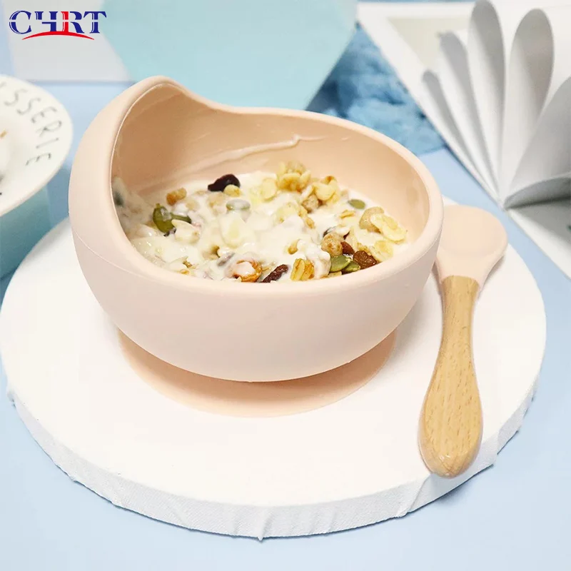 

CHRT Bpa Free Eco-friendly silicone suction plate baby feeding set tableware baby feeding bottle set for baby and children