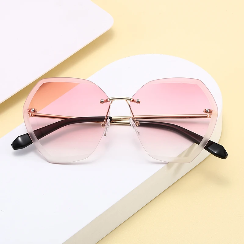 Superhot Eyewear 204101 Fashion 2020 Oversized Tinted Rimless UV400 Women Ladies Shades Sunglasses