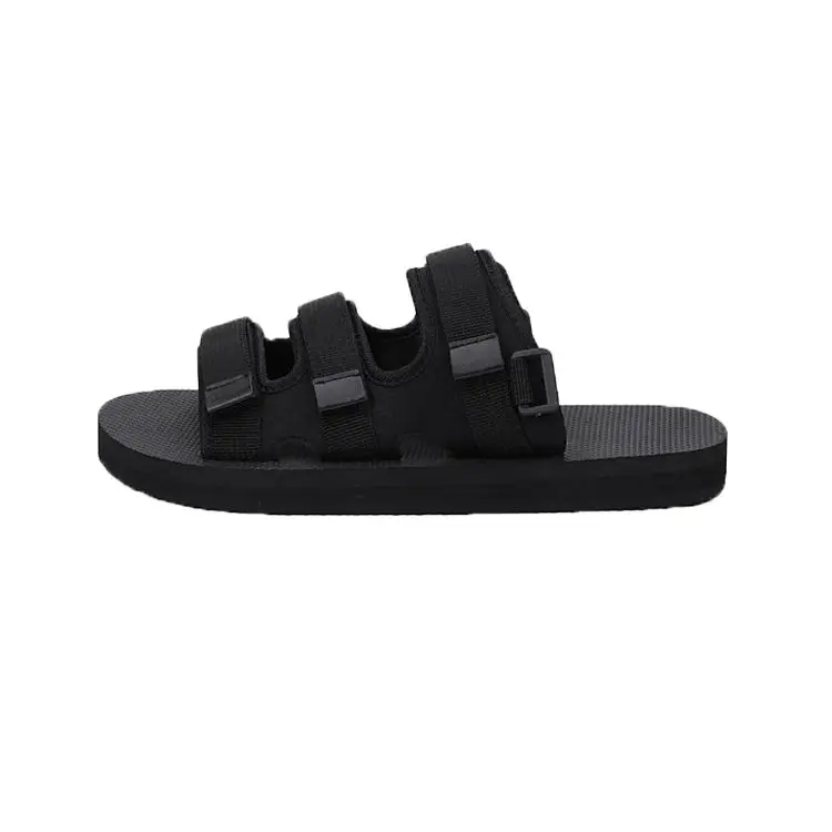 

Leather Upper Beach Comfortable Flat Sandals Men Slide Slipper, Black / white