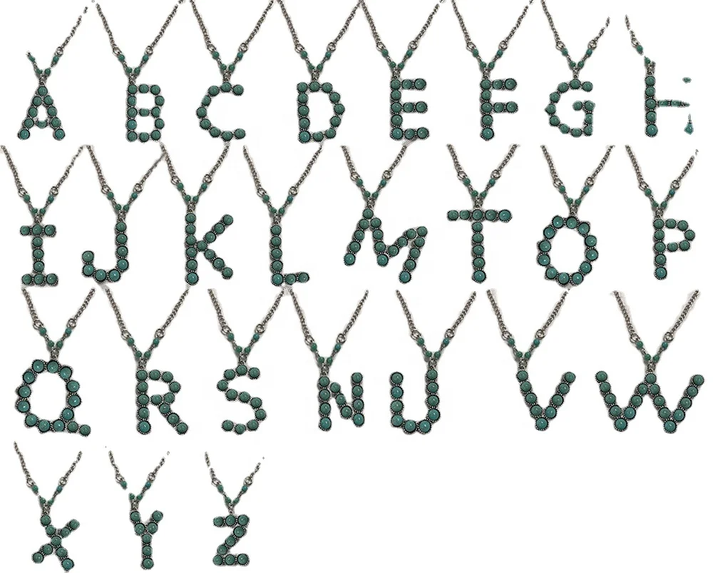 

New arrive genuine turquoise stones pendants word deign initial jewelry women and kids necklace