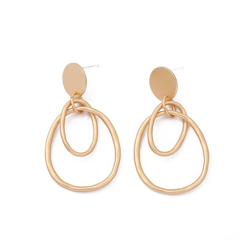 

Professional supplier geometric shape simple gold hoops earings, korean style lady alloy earring, As picture