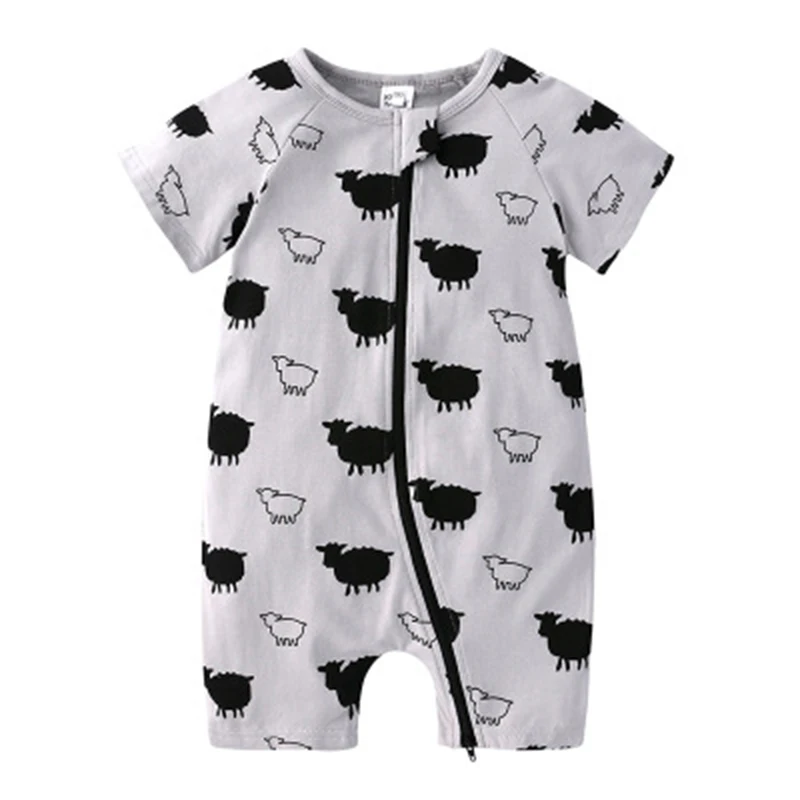 

Newly Cow Pattern Kids Clothing Baby Printed Romper Boutique Zipper Baby Romper, Picture