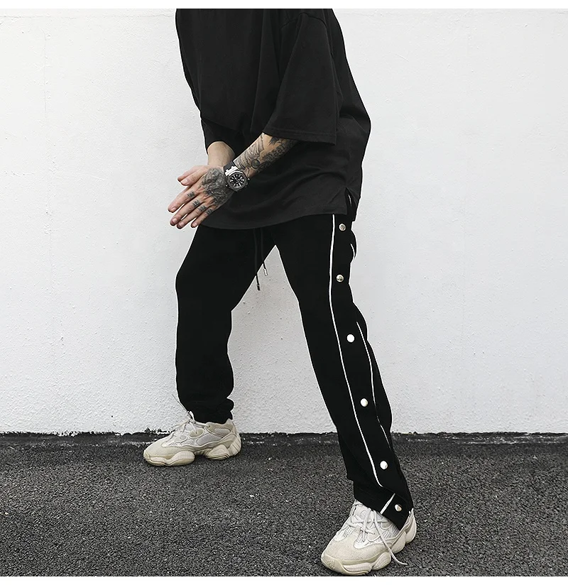 

OEM custom trousers for men streetwear stock button track Velvet pants with stripe