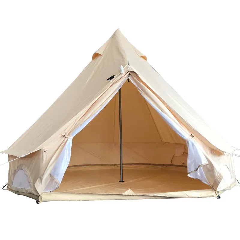 

Glamping Luxury 6m 5m 4m waterproof Canvas Bell Tent With Annex, Beige