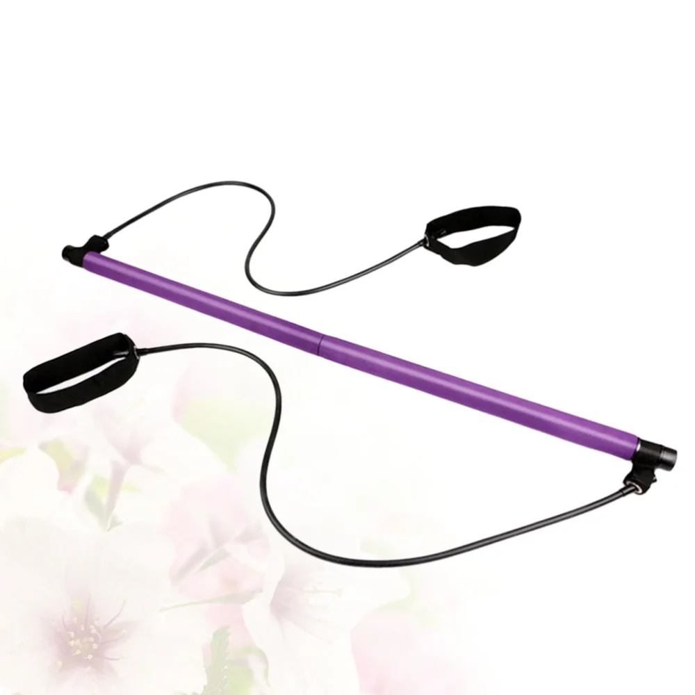 

1PC Yoga Pilates Stick Resistance Bodybuilding Gym Tube Loop Elastic Exercise Bar (Purple)