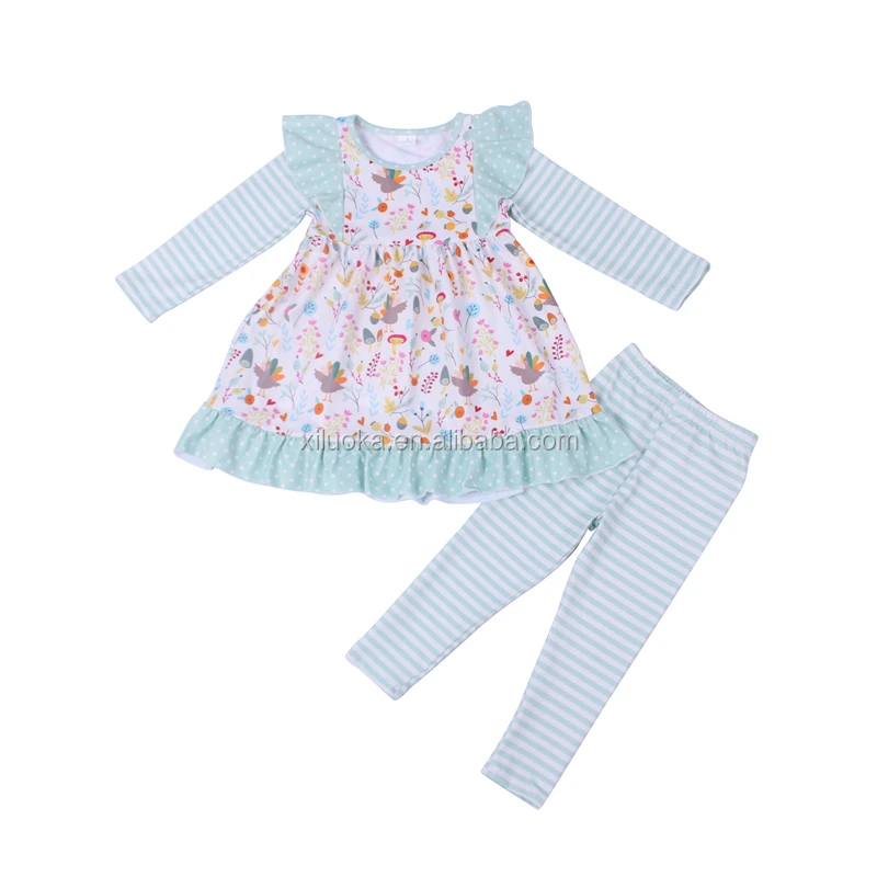 

wholesale Strip And Flower Design Winter Baby Winter Clothes 2 Piece Winter Outfits Girls Baby Clothing Sets, Picture