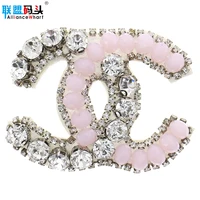 

Fashion Rhinestone Decoration Channel Brand Name Logo Clothes Patches Embroidery Label Custom Diamonds Patch For Bags shoes