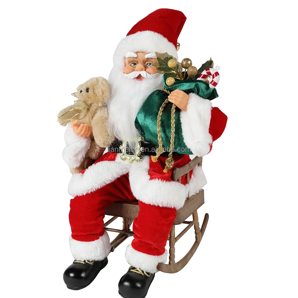 40cm Custom Christmas Plush Animated Electric Santa Claus Rocking Chair ...