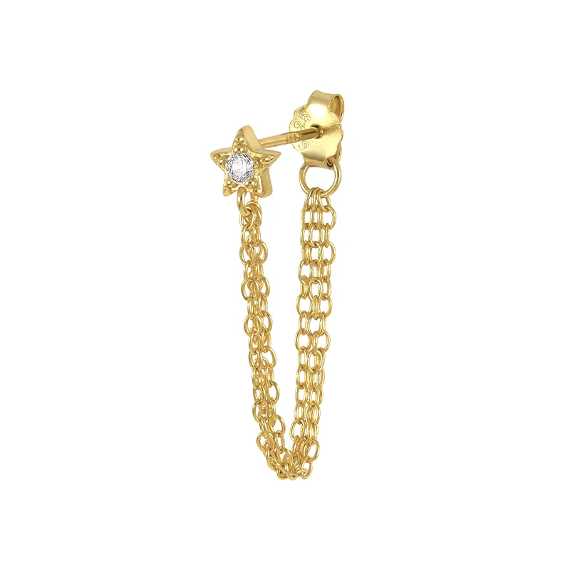 

QLEESI tassel earrings jewelry s925 sterling silver chain pentagram star stud earrings chain earrings