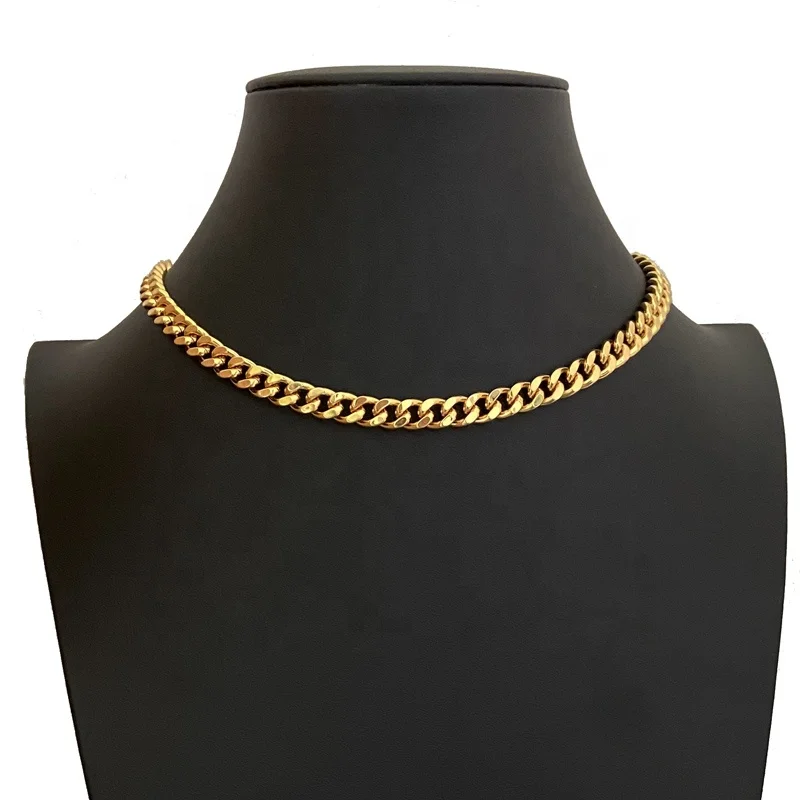Wholesale Men Cuban Link Necklace Hip Hop 14k 18k Gold Plated Miami Curb Cuban Link Chain for Men