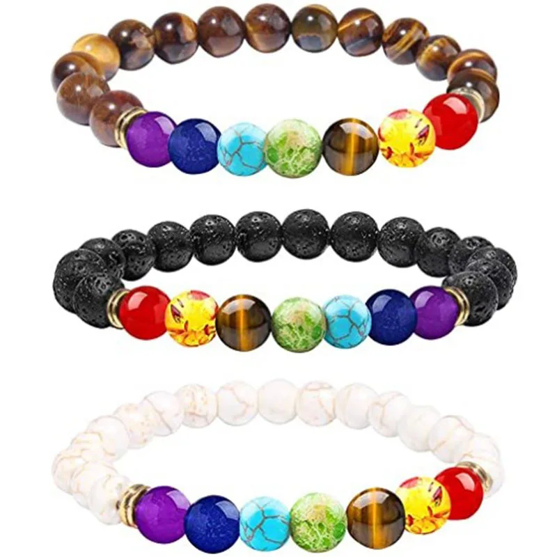 

Chakra Women Lava Rock 7 Chakras Crystals and Healing Stones Bracelets Crystal Bracelet Yoga Beads Bracelets