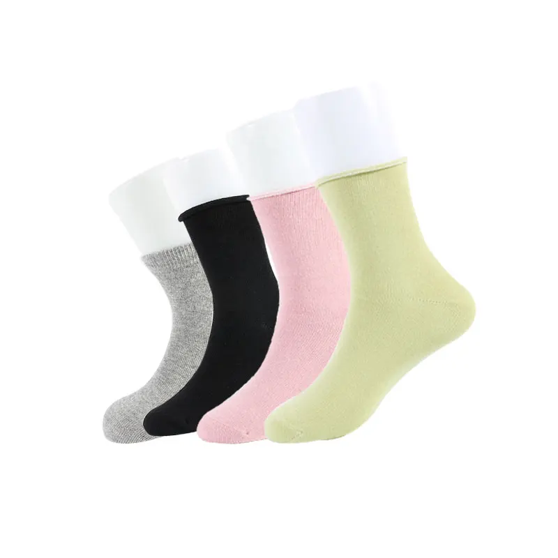 

Curled cuff plain plate hand linking kids combed cotton baby children socks, Custom color
