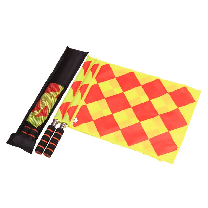 

Factory Wholesale Pro Linesman Rotating Football Soccer Referee Flags with Case, Same color